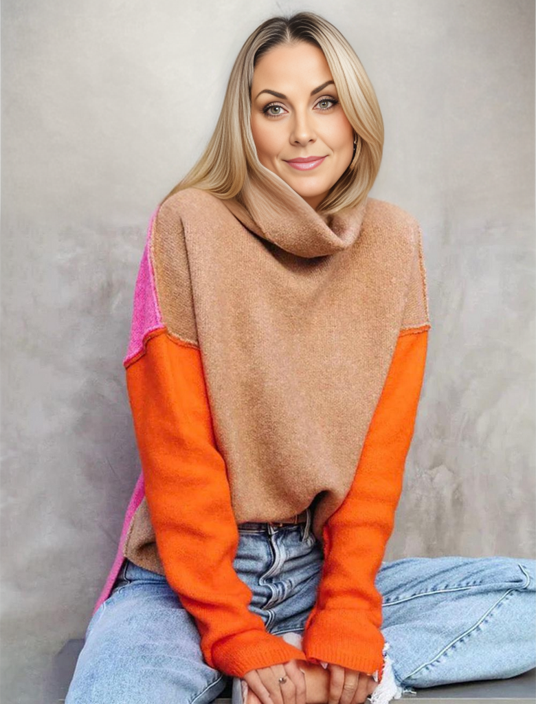 Cheryl | Women's Color Block Turtleneck – Women’s fashion piece
