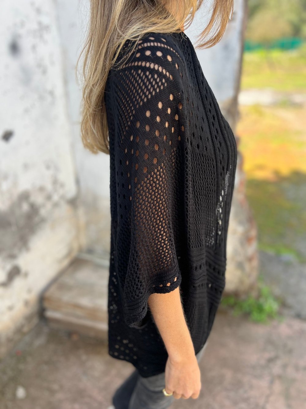 Lina Open Knit Cropped Cardigan