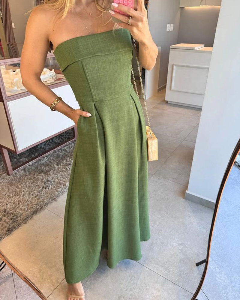 Annie Elegant Strapless Midi Dress