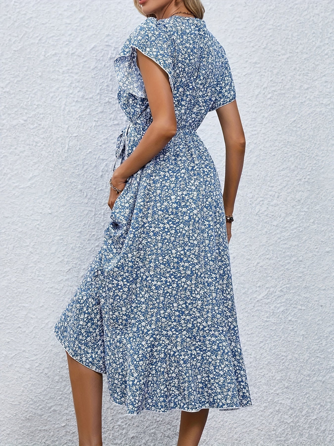 Indie Small Floral Lace Up Dress