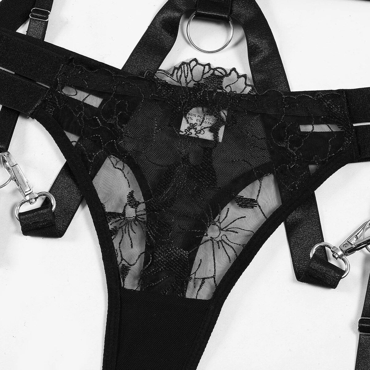 Rhea Sheer Transparent 3 Piece Lingerie Set