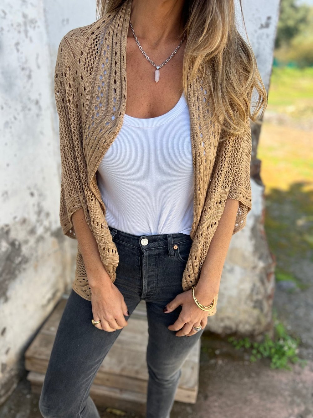 Lina Open Knit Cropped Cardigan