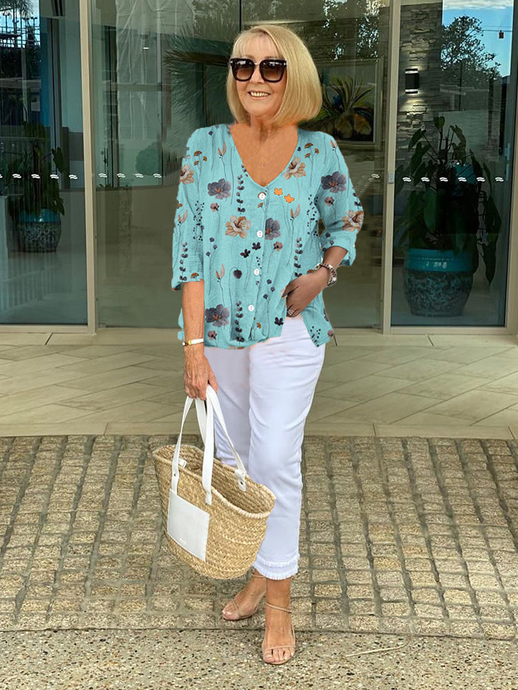 Marian Floral Button Blouse