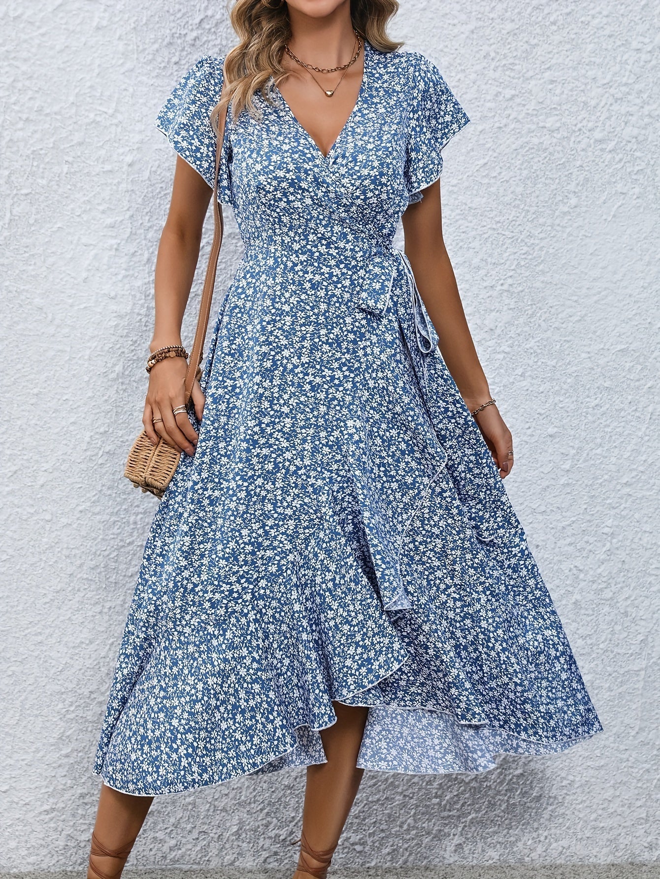 Indie Small Floral Lace Up Dress