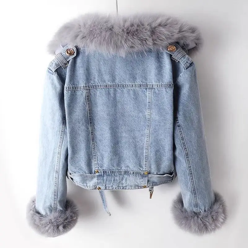 Aurelia – Faux Fur Lined Denim Jacket – Women’s fashion piece
