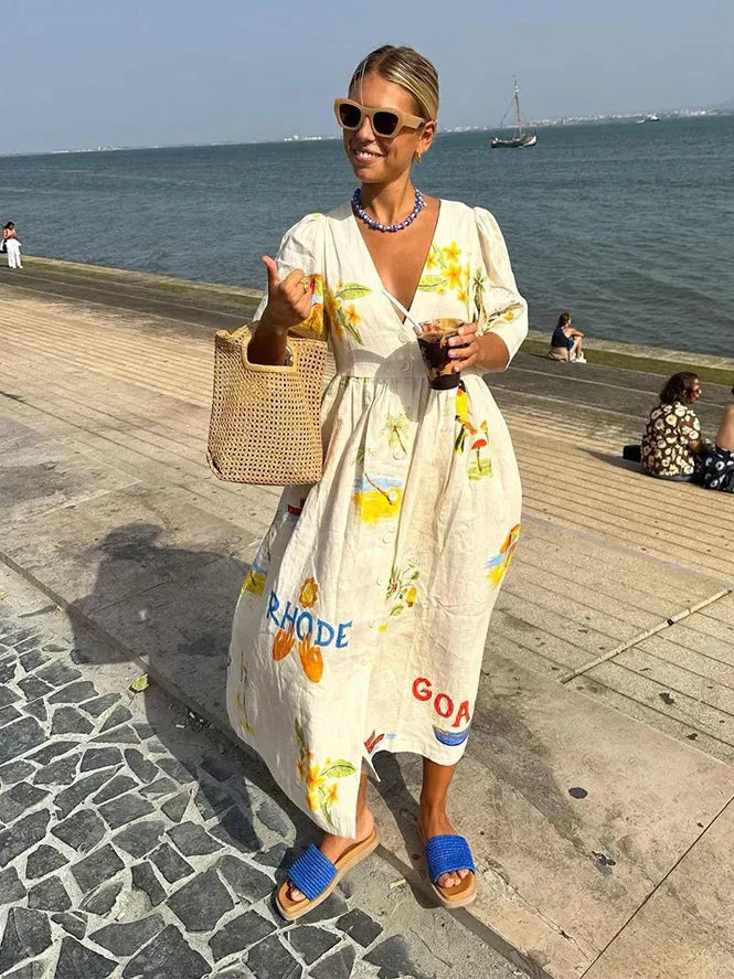 Xara Stylish Linen Midi Dress – Women’s fashion piece