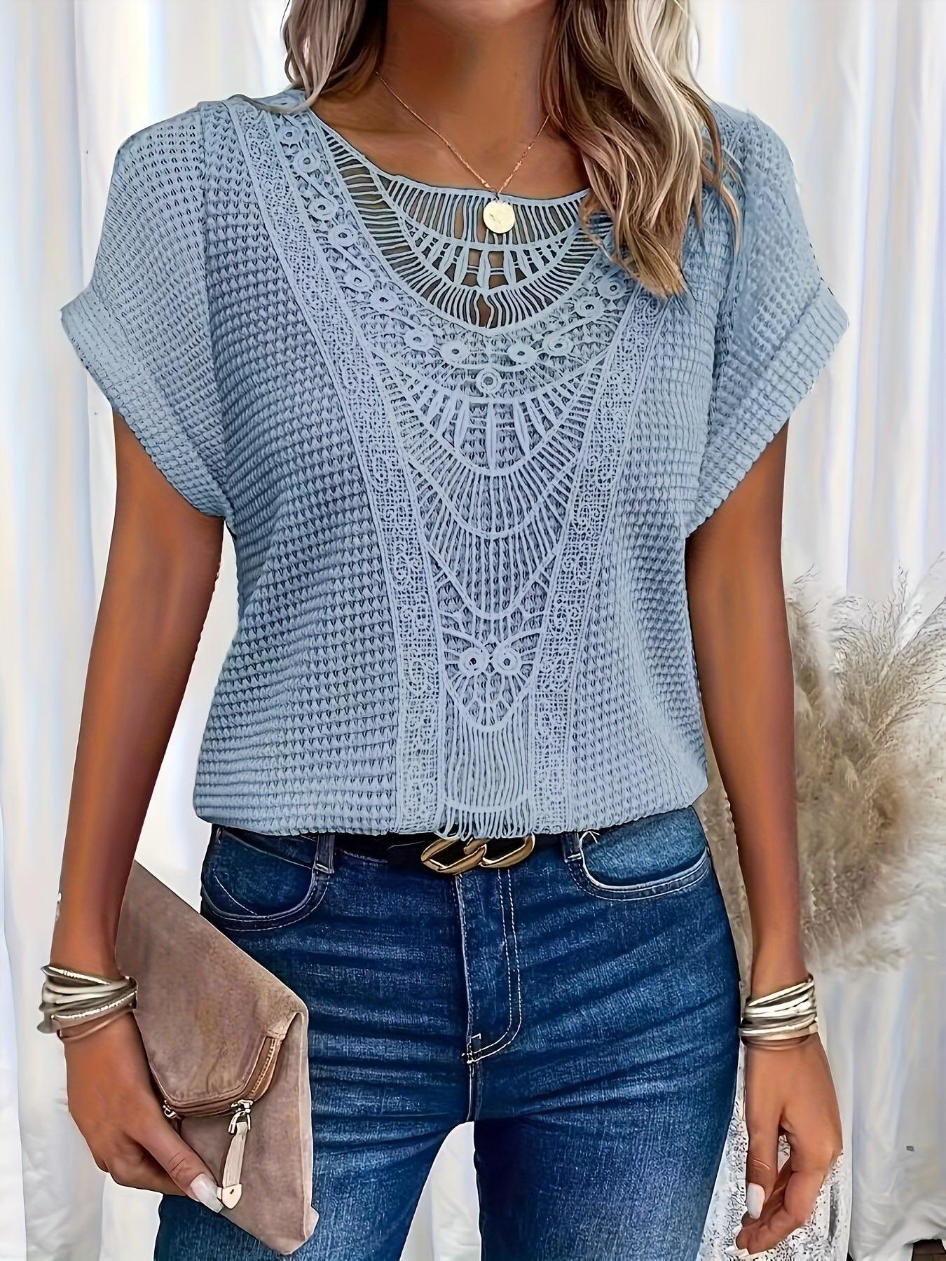 Maya Boho Knit Lace Tee