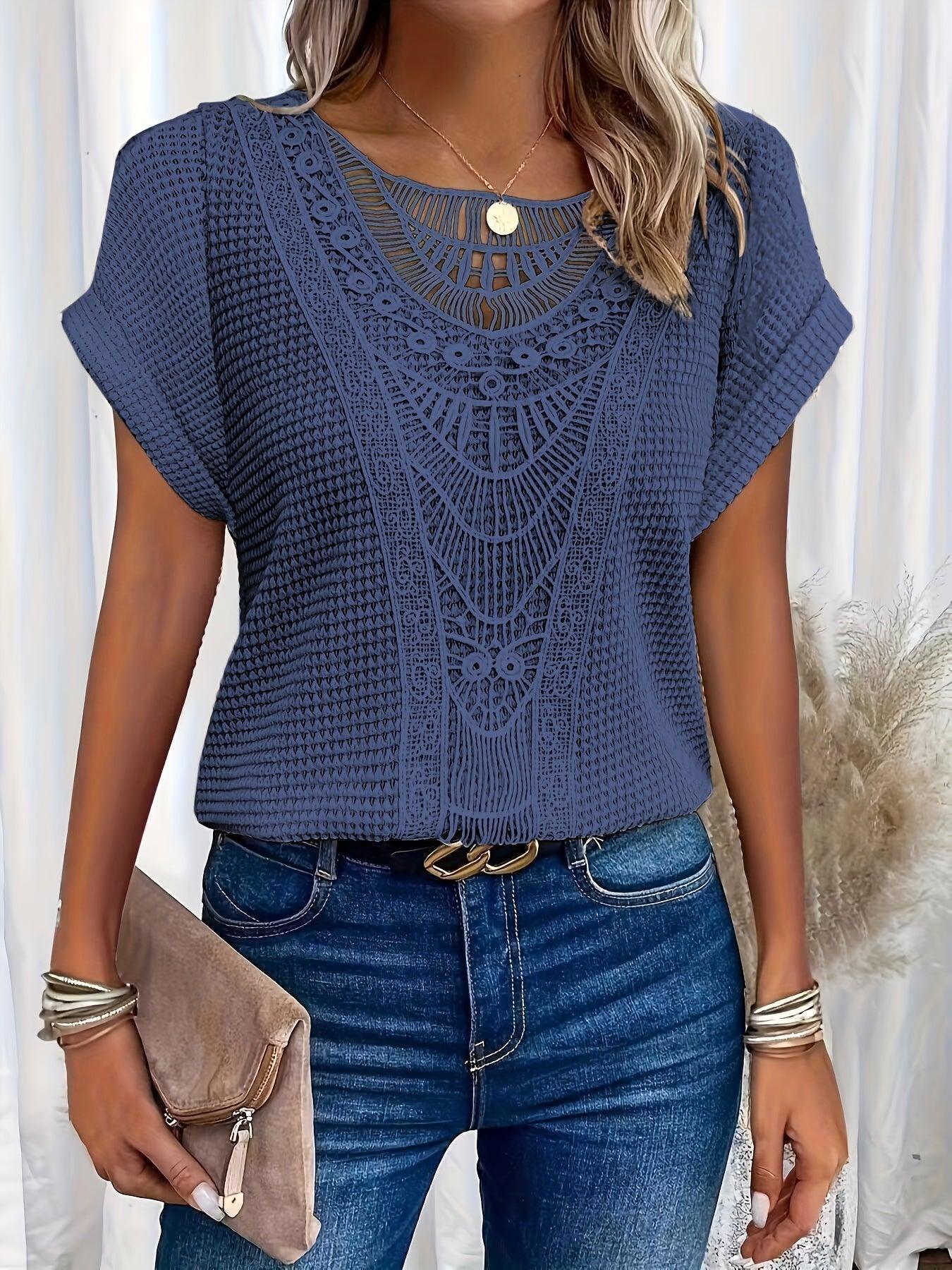 Maya Boho Knit Lace Tee