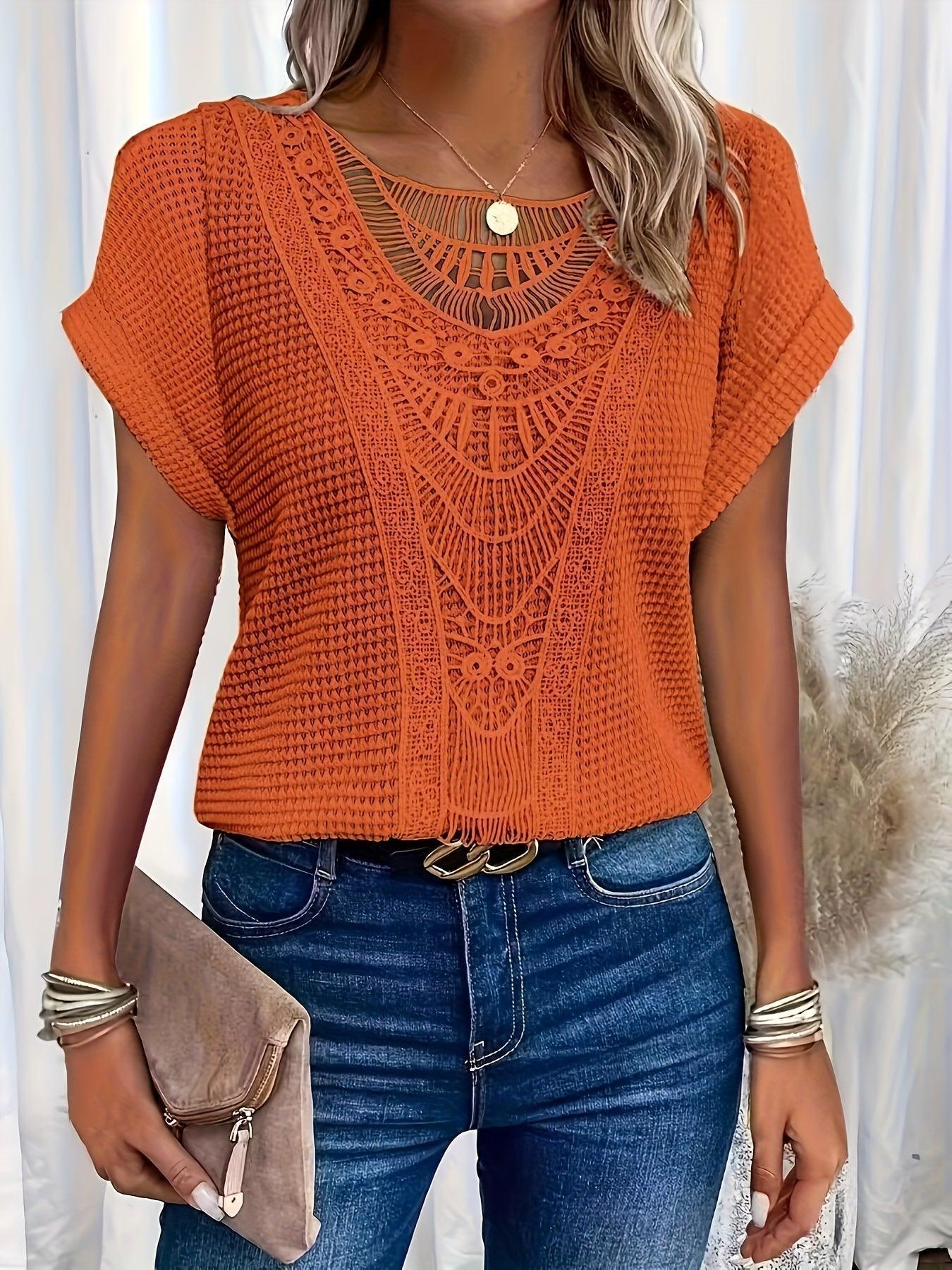 Maya Boho Knit Lace Tee