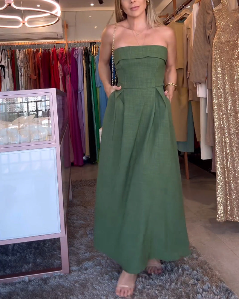 Annie Elegant Strapless Midi Dress – Women’s fashion piece