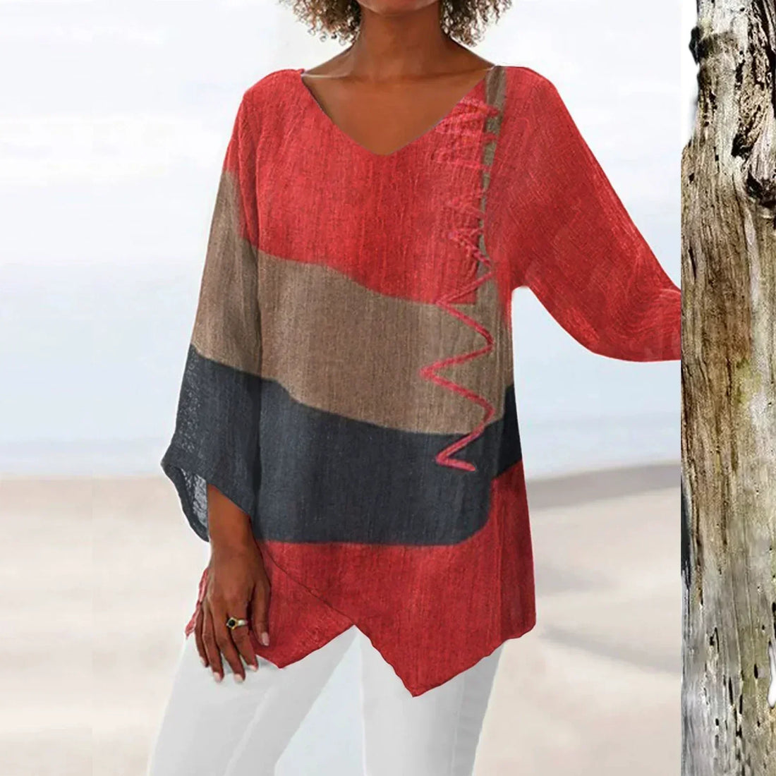 Hélène – Artistic V Neck Tunic – Women’s fashion piece