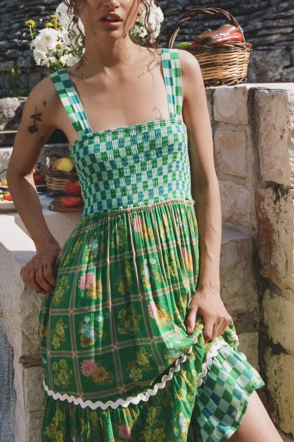 Basil Sunshine Dreams Boho Maxi Dress