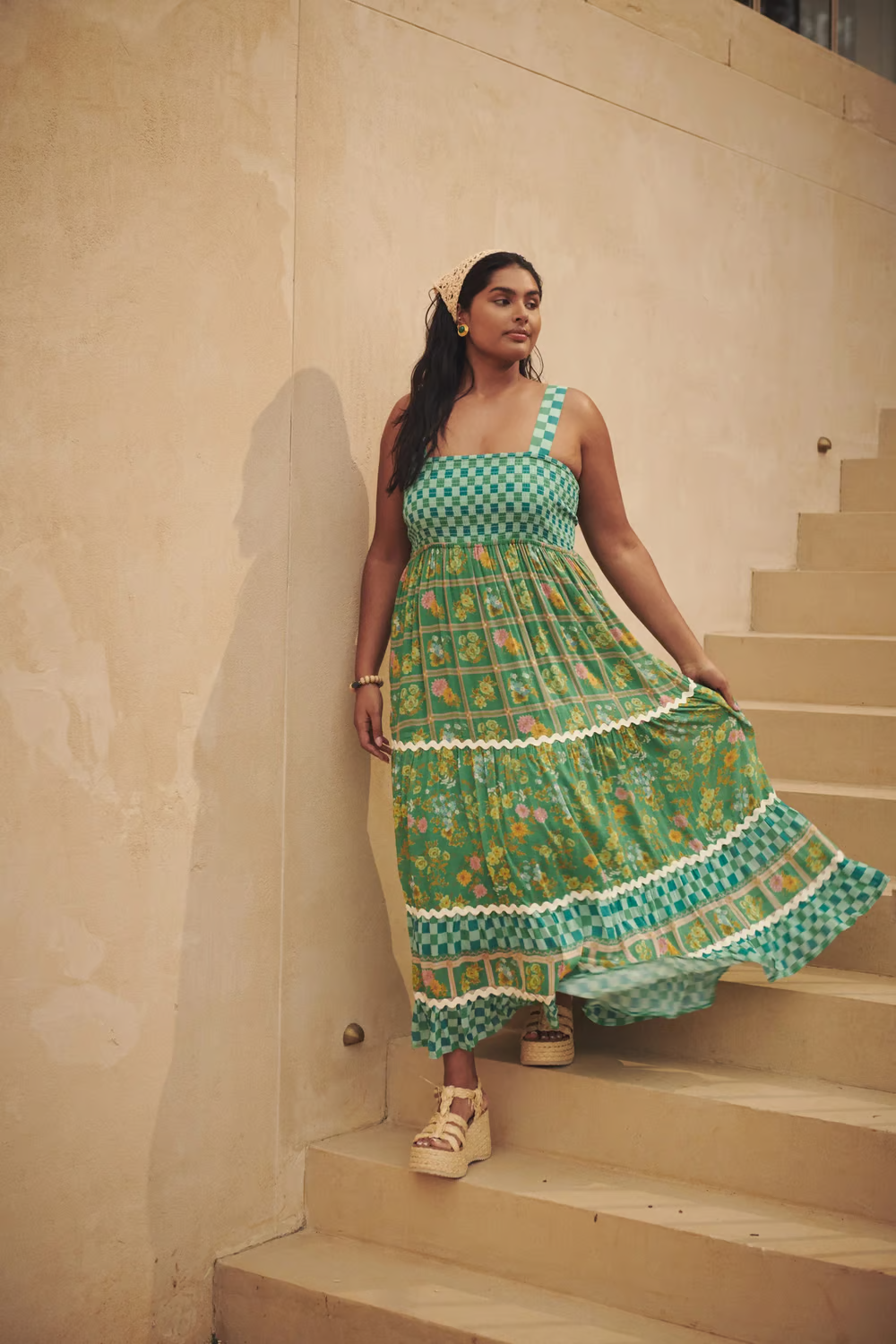 Basil Sunshine Dreams Boho Maxi Dress