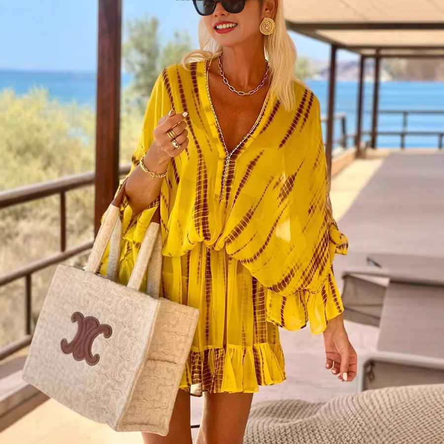 Adalyn Chic V Neck High Waist Mini Dress – Women’s fashion piece