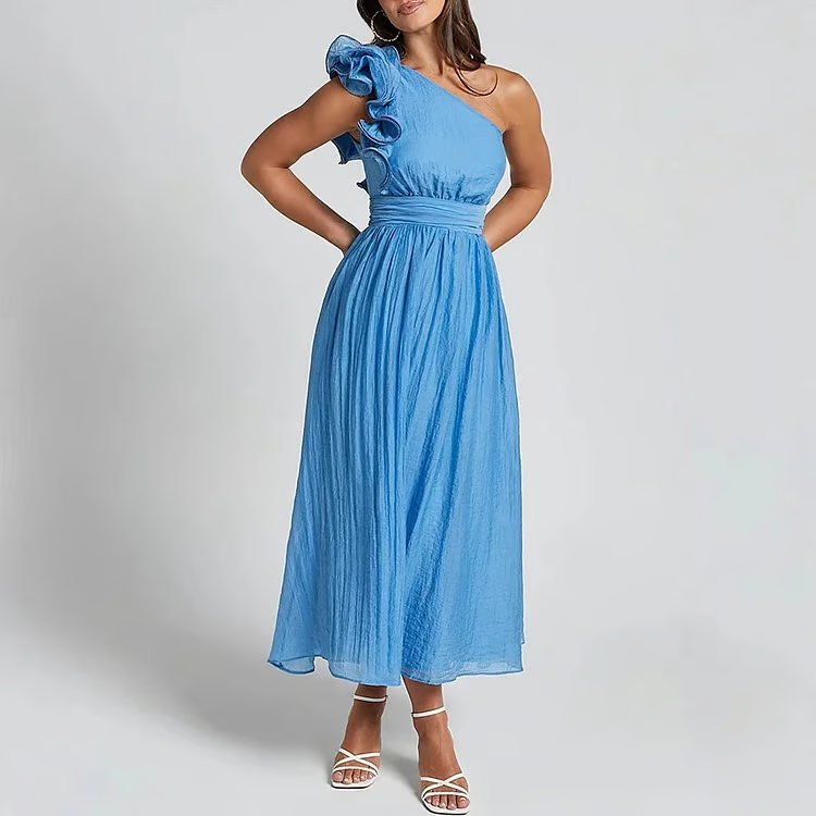 Bellamy Chic Slanted Elegance Summer Dress – Women’s fashion piece