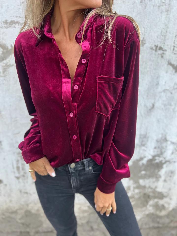 Mira Velvet Button Up Shirt – Women’s fashion piece