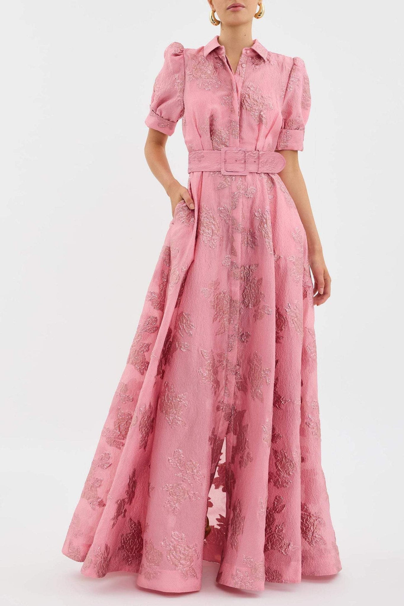 Aven Retro Pink Lapel High Waist Dress – Women’s fashion piece