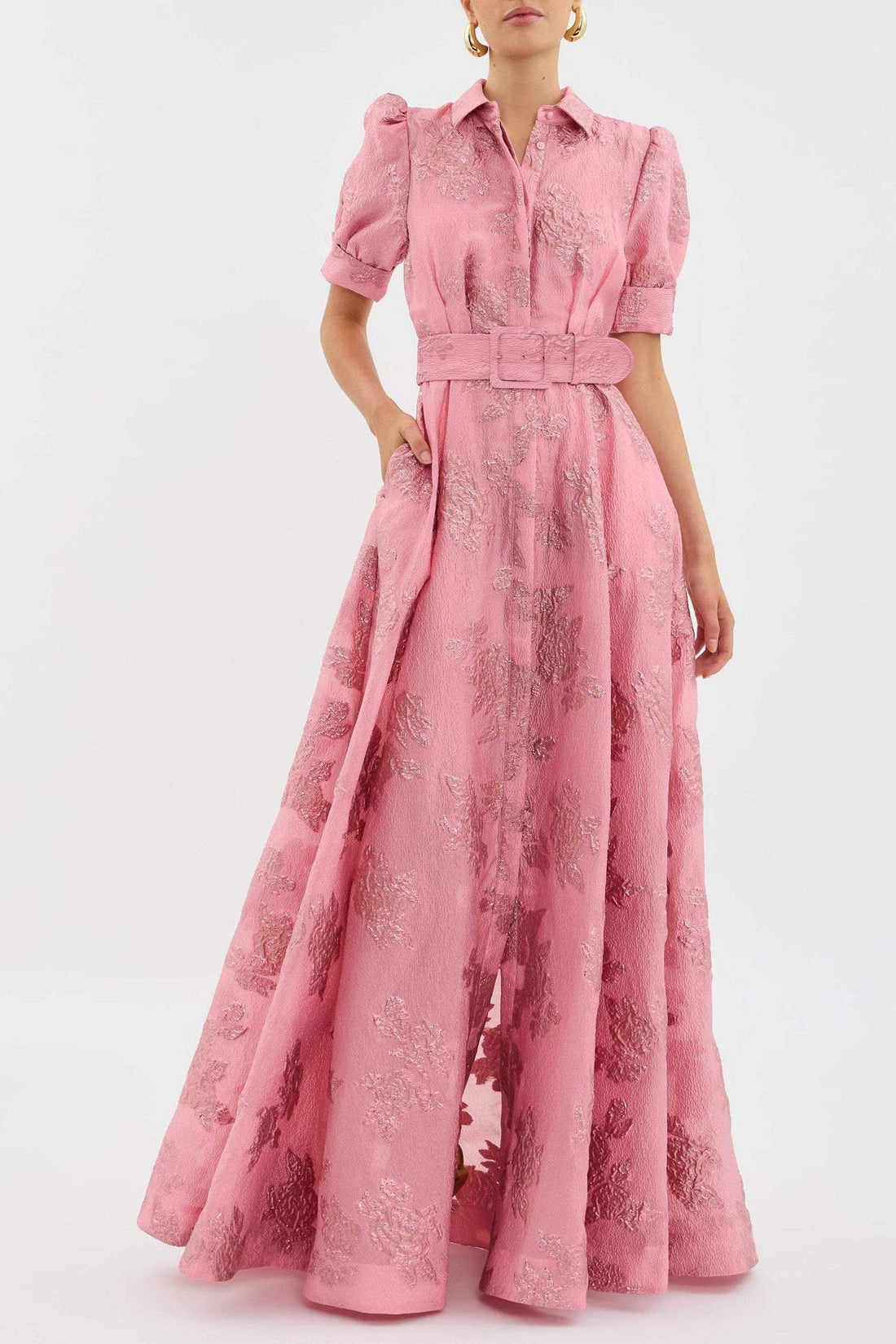 Aven Retro Pink Lapel High Waist Dress – Women’s fashion piece