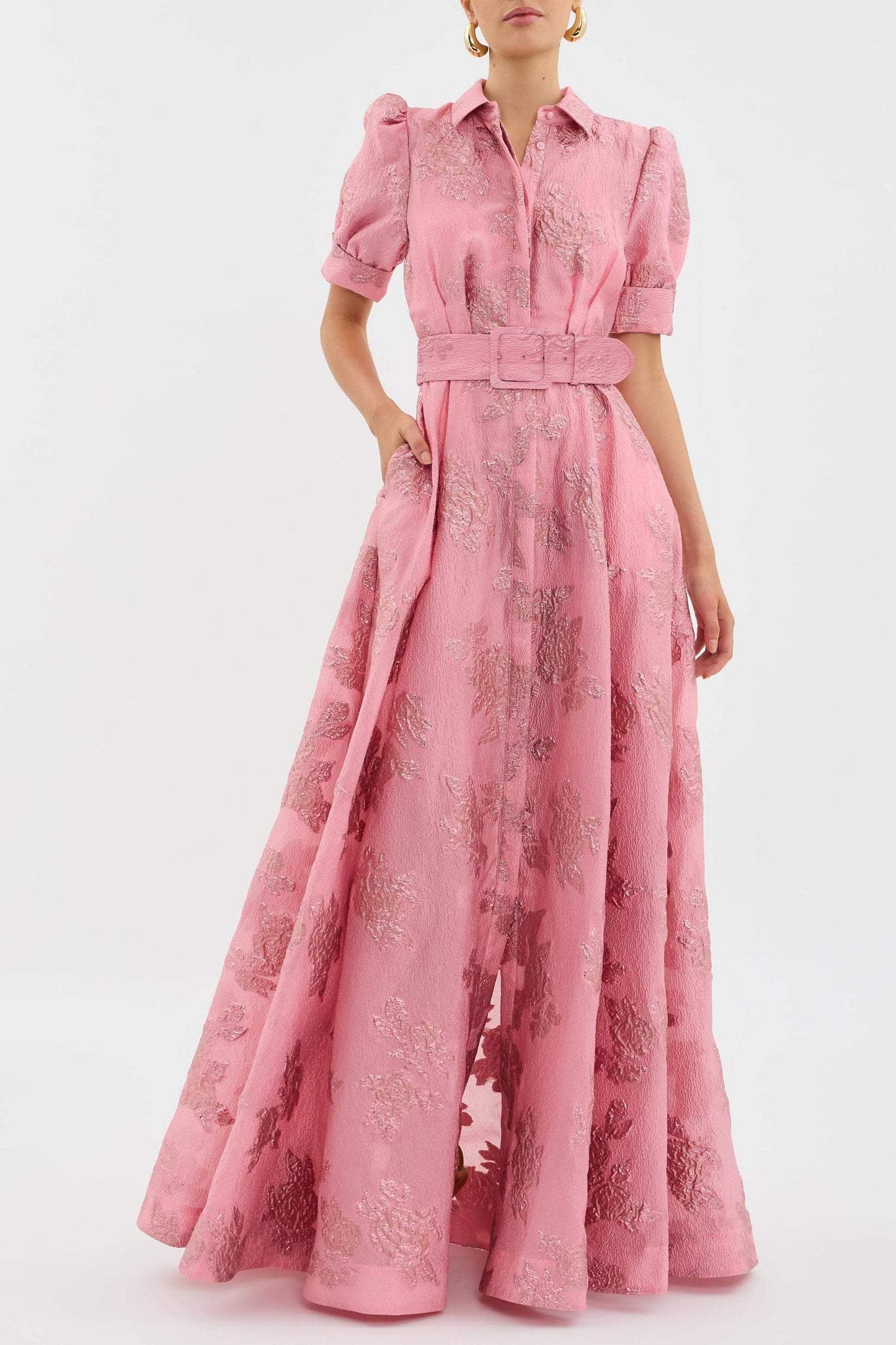 Aven Retro Pink Lapel High Waist Dress – Women’s fashion piece