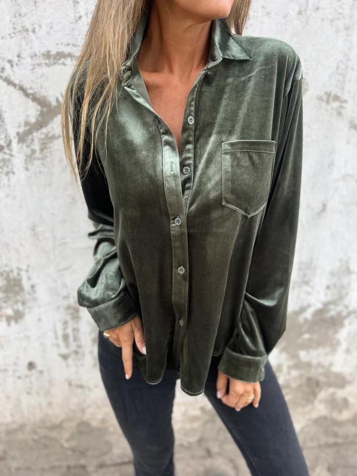 Mira Velvet Button Up Shirt – Women’s fashion piece