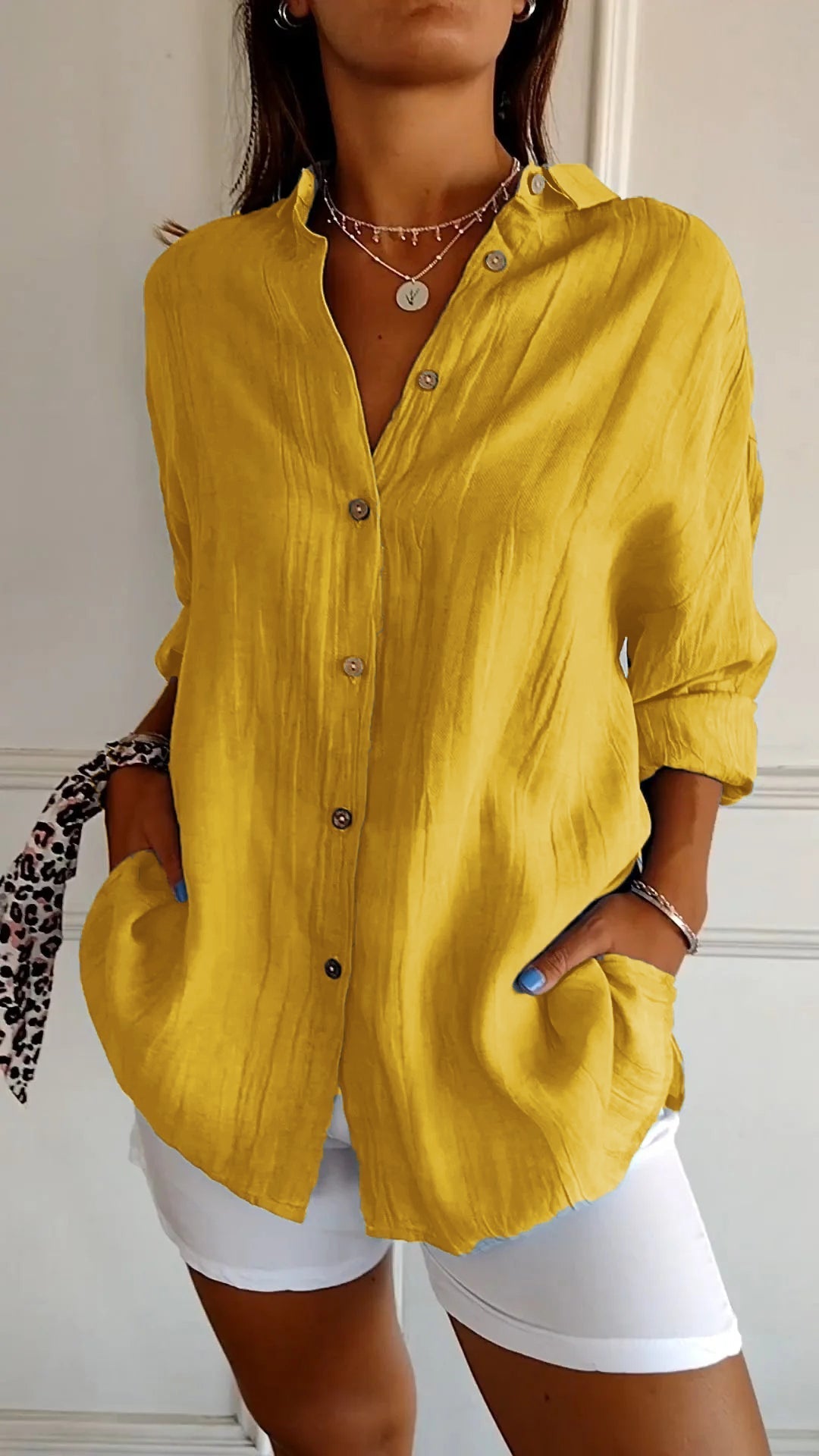 Clara Elegant Solid Color Commuter Blouse