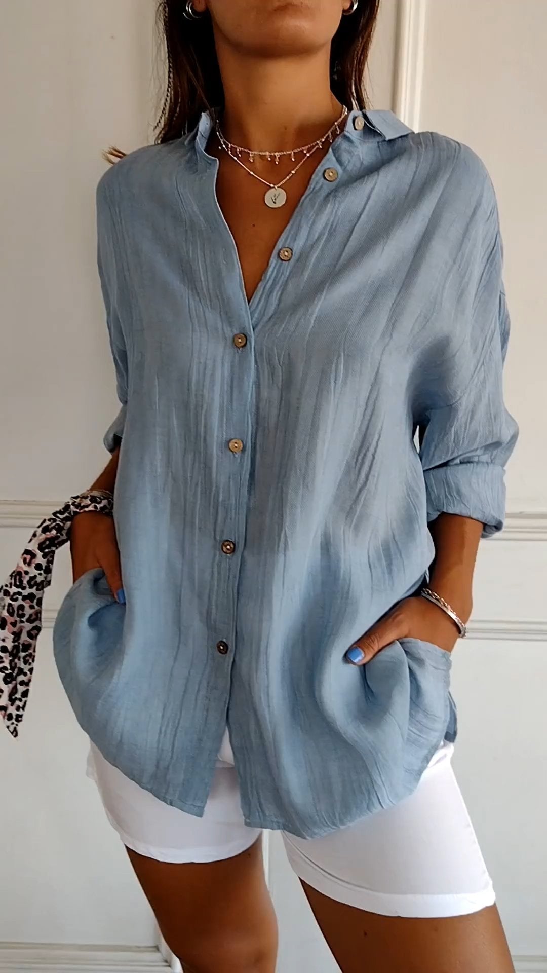 Clara Elegant Solid Color Commuter Blouse – Women’s fashion piece