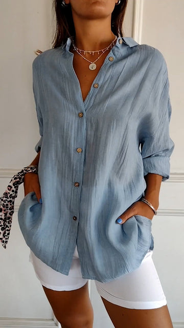 Clara Elegant Solid Color Commuter Blouse – Women’s fashion piece