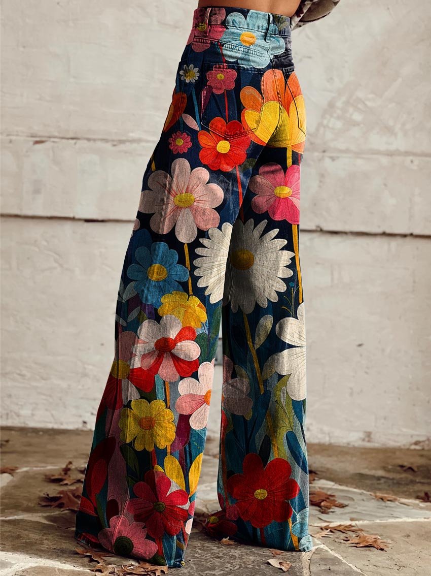 Annika Flower Power Retro Flare Pants – Women’s fashion piece