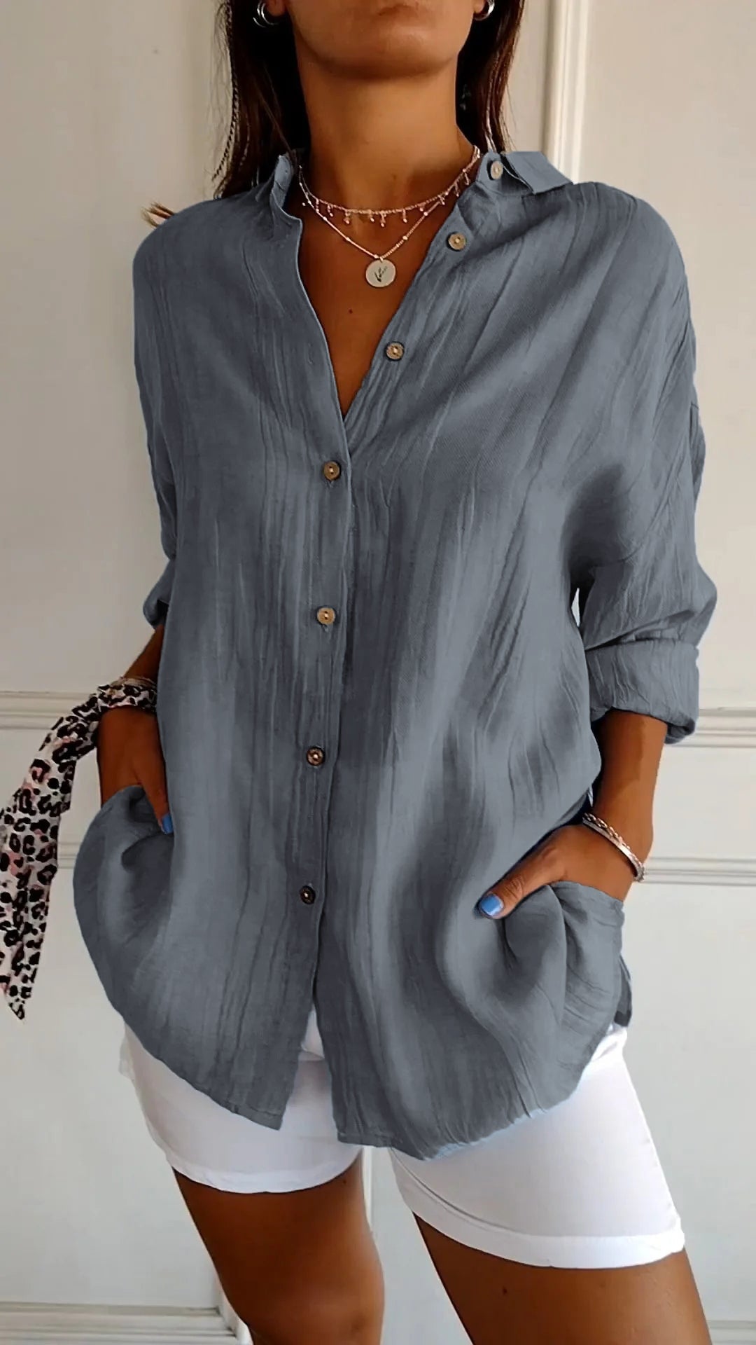 Clara Elegant Solid Color Commuter Blouse
