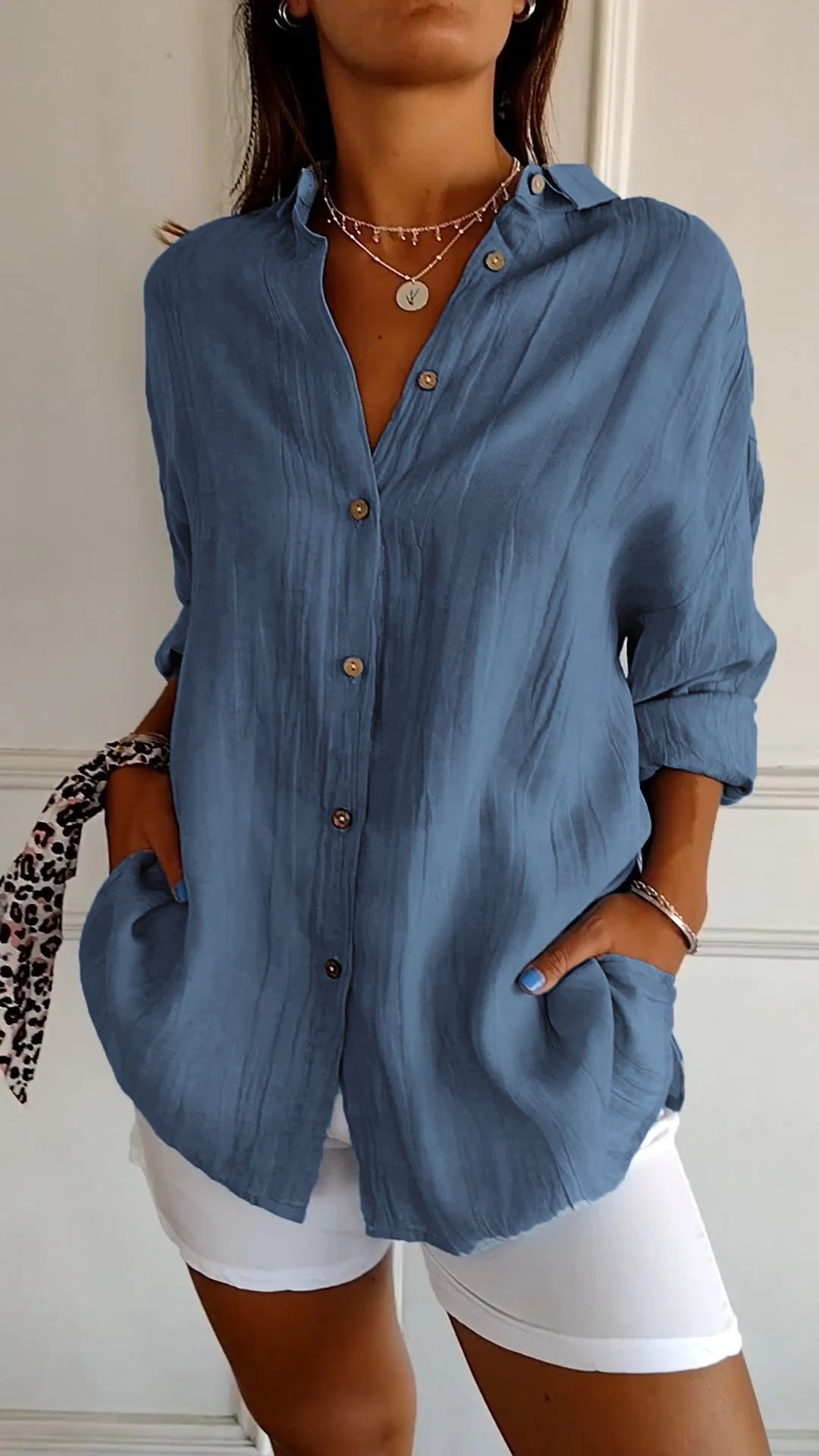 Clara Elegant Solid Color Commuter Blouse