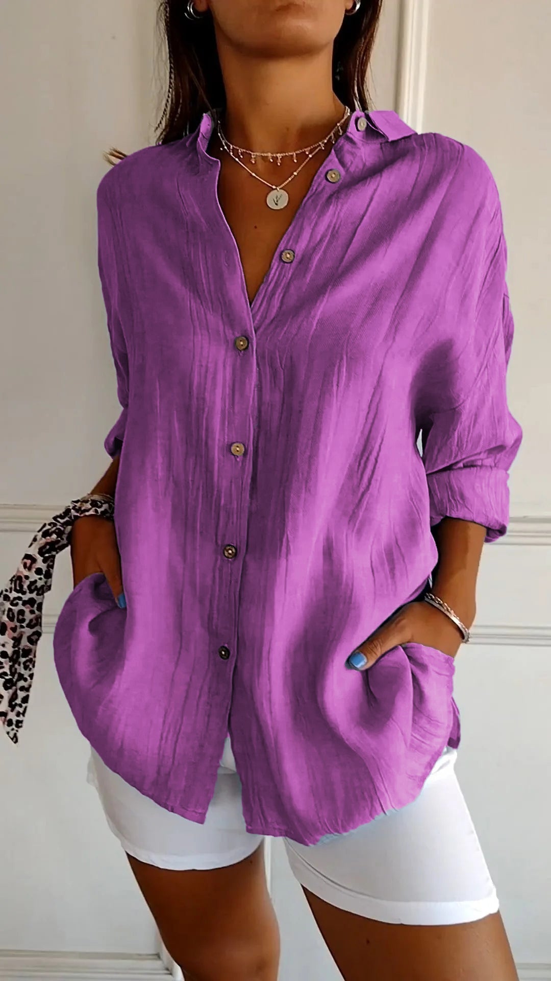 Clara Elegant Solid Color Commuter Blouse