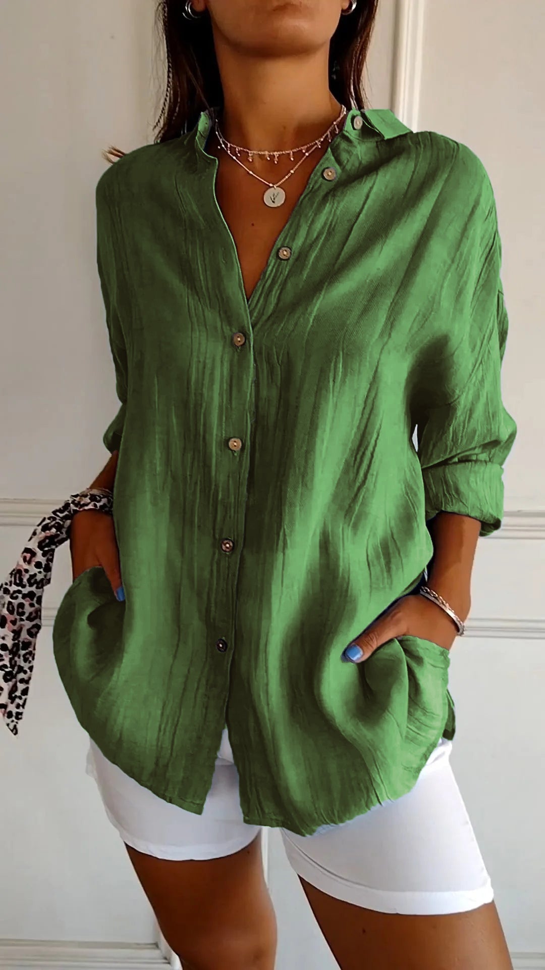 Clara Elegant Solid Color Commuter Blouse