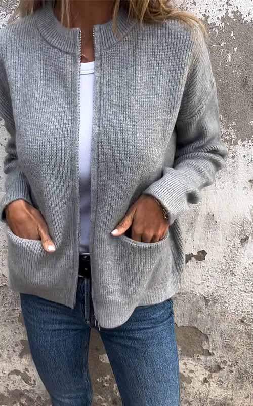 Jenneva Classic Knit Pocket Cardigan – Women’s fashion piece