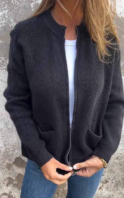 Jenneva Classic Knit Pocket Cardigan
