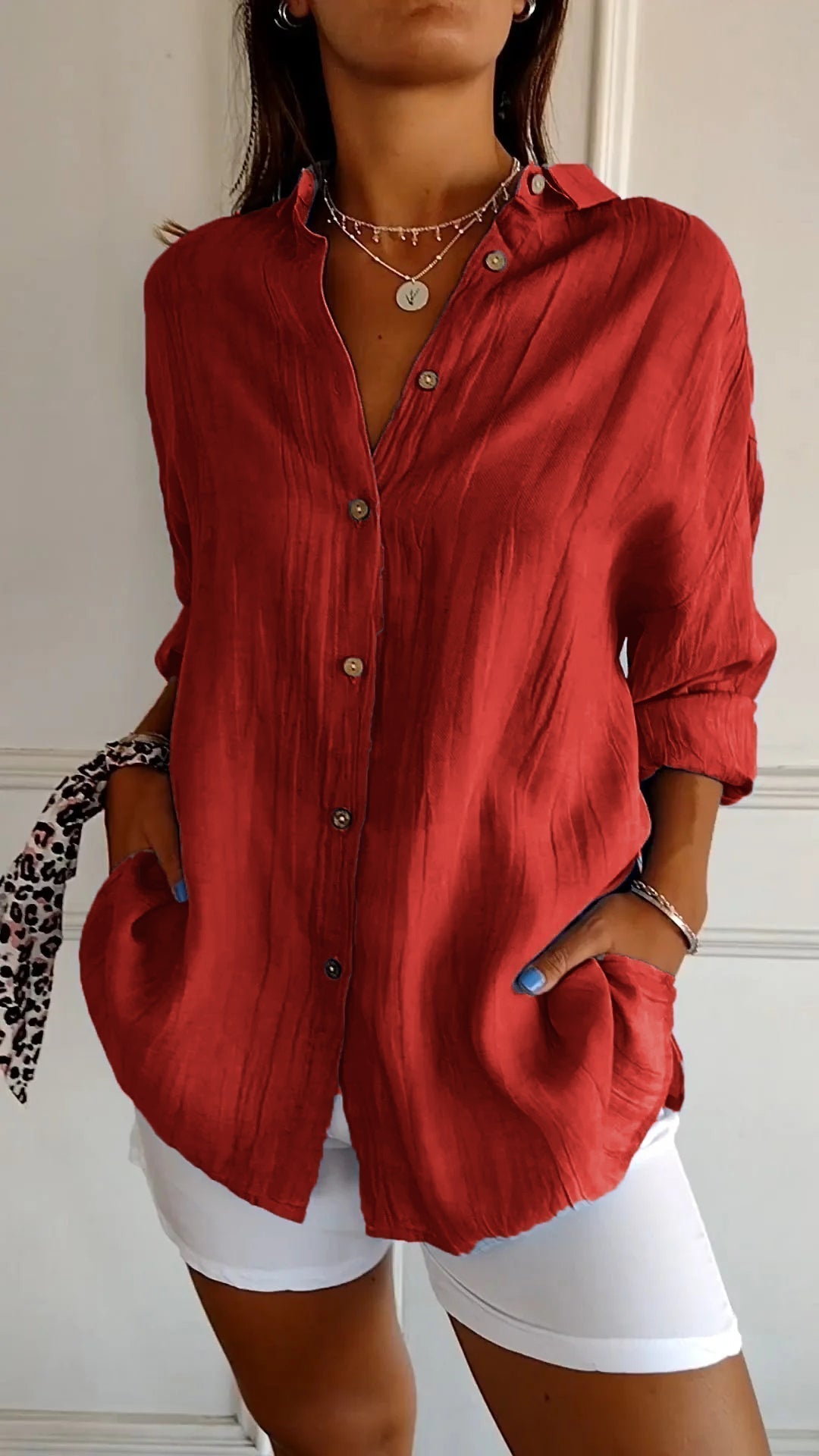 Clara Elegant Solid Color Commuter Blouse