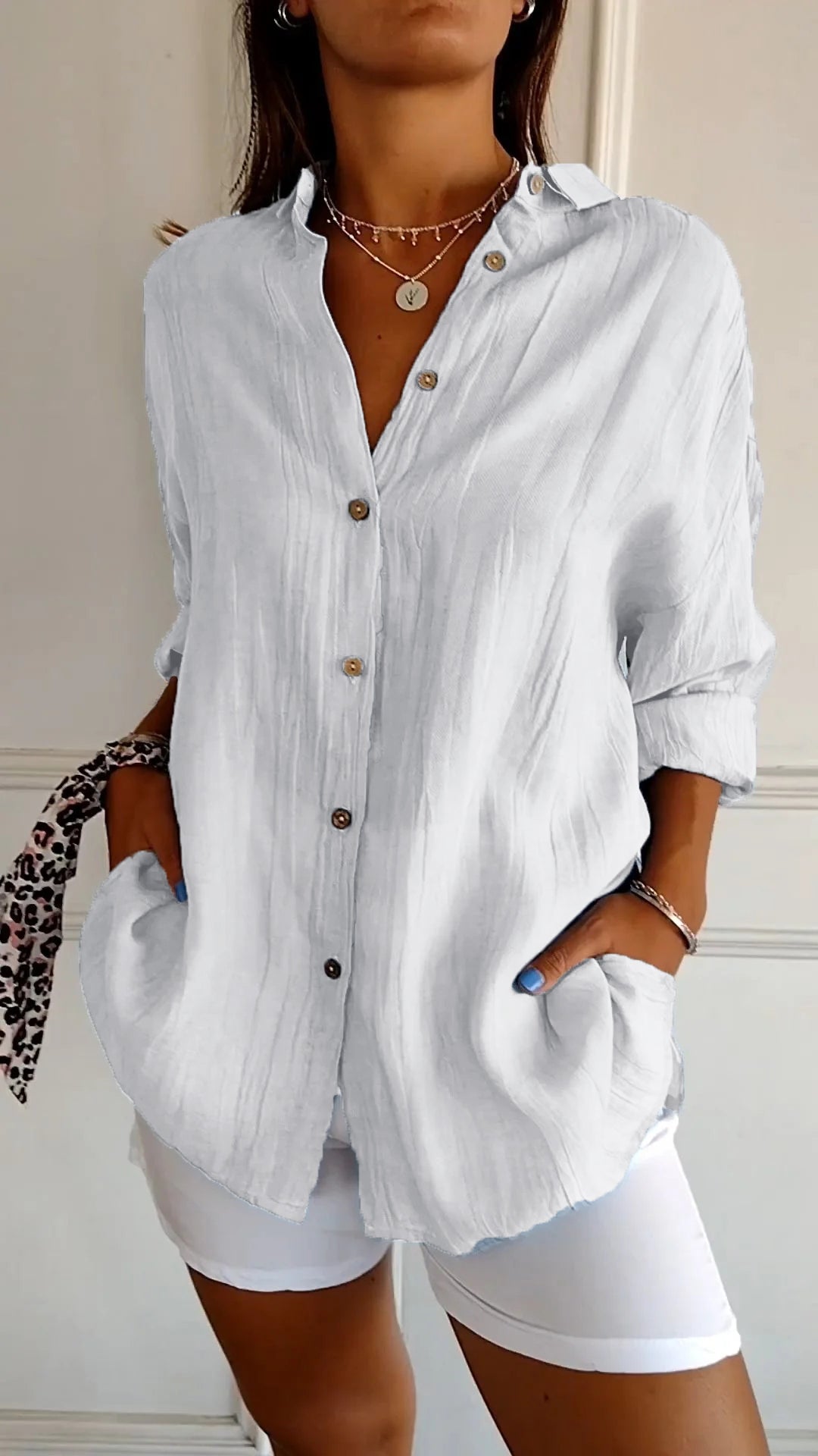 Clara Elegant Solid Color Commuter Blouse