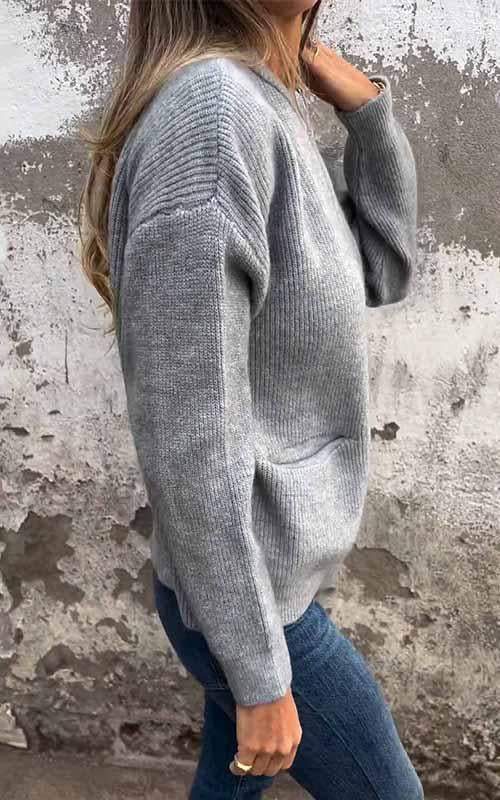 Jenneva Classic Knit Pocket Cardigan