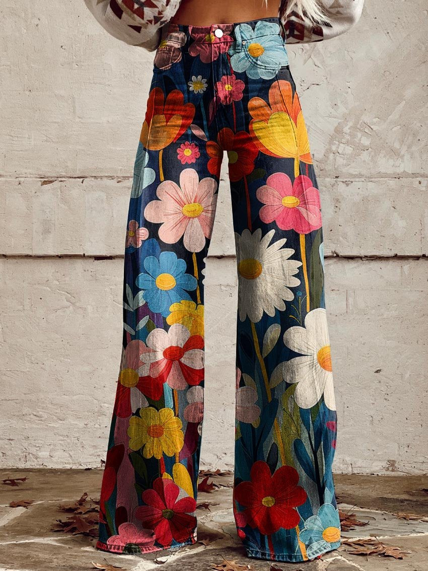 Annika Flower Power Retro Flare Pants – Women’s fashion piece