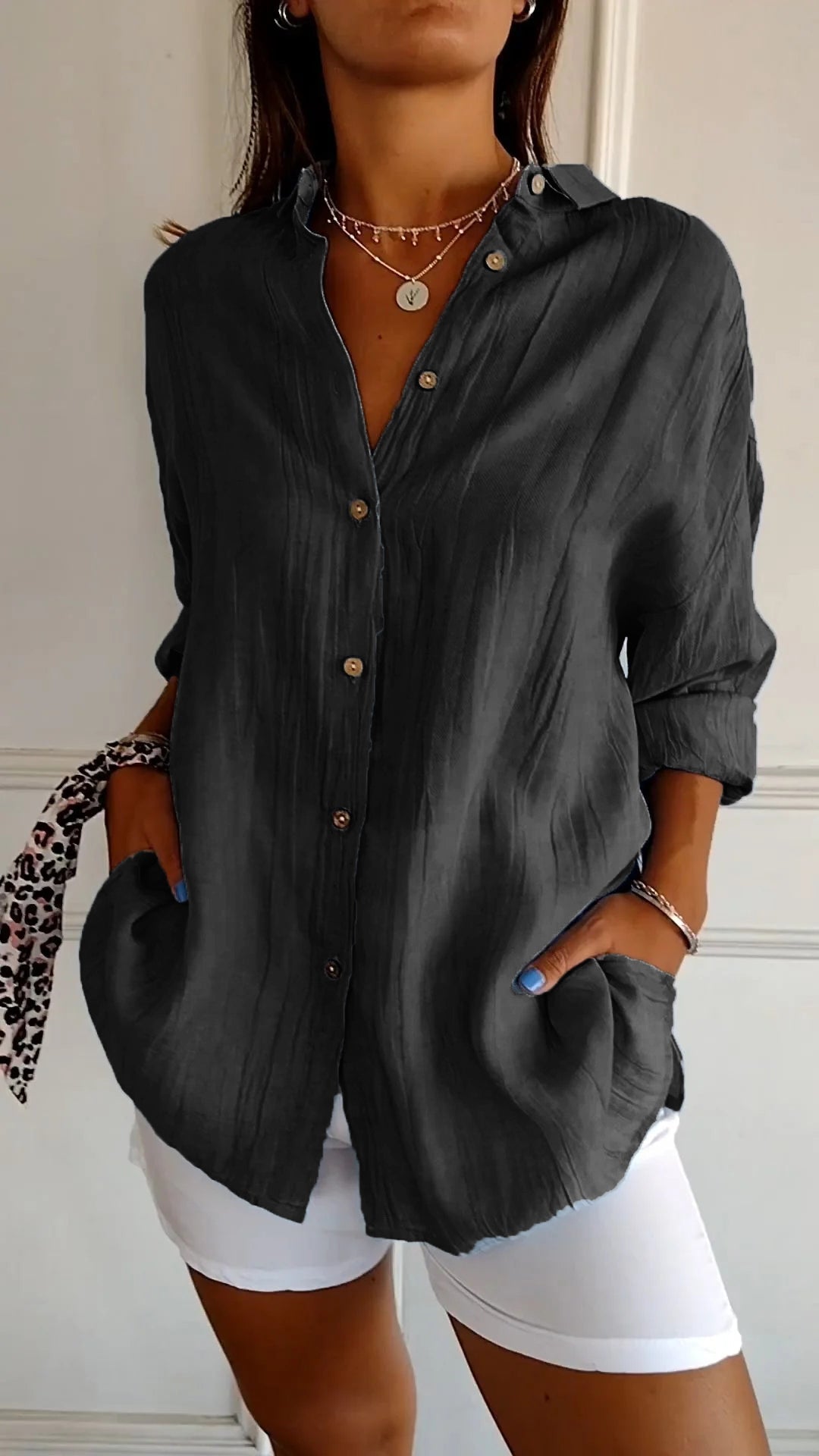 Clara Elegant Solid Color Commuter Blouse