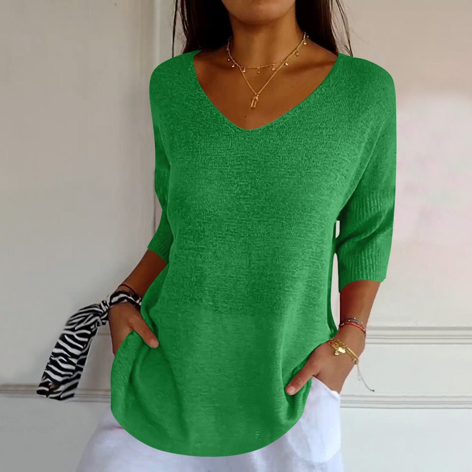Fenella Casual Solid Color Work Top
