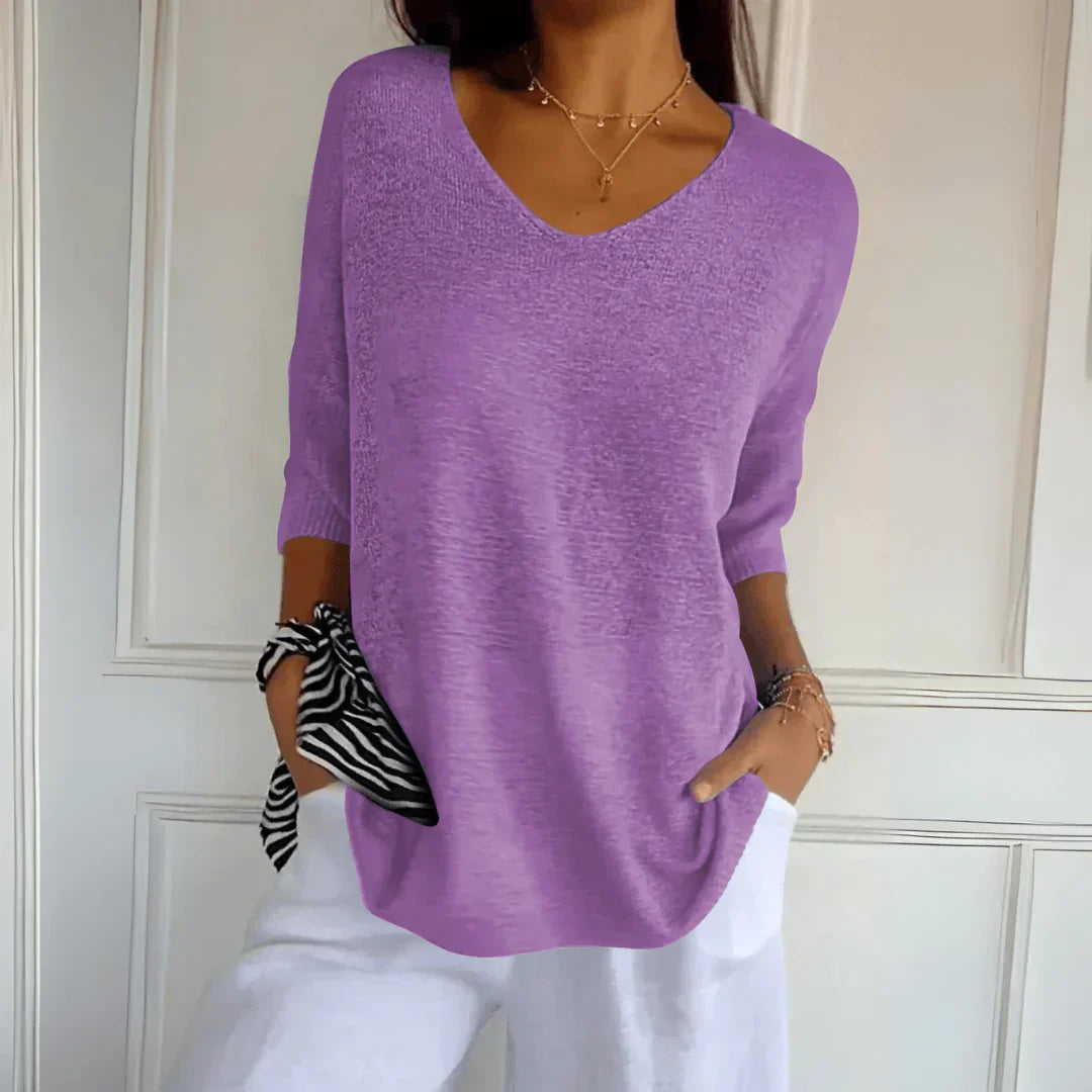Fenella Casual Solid Color Work Top