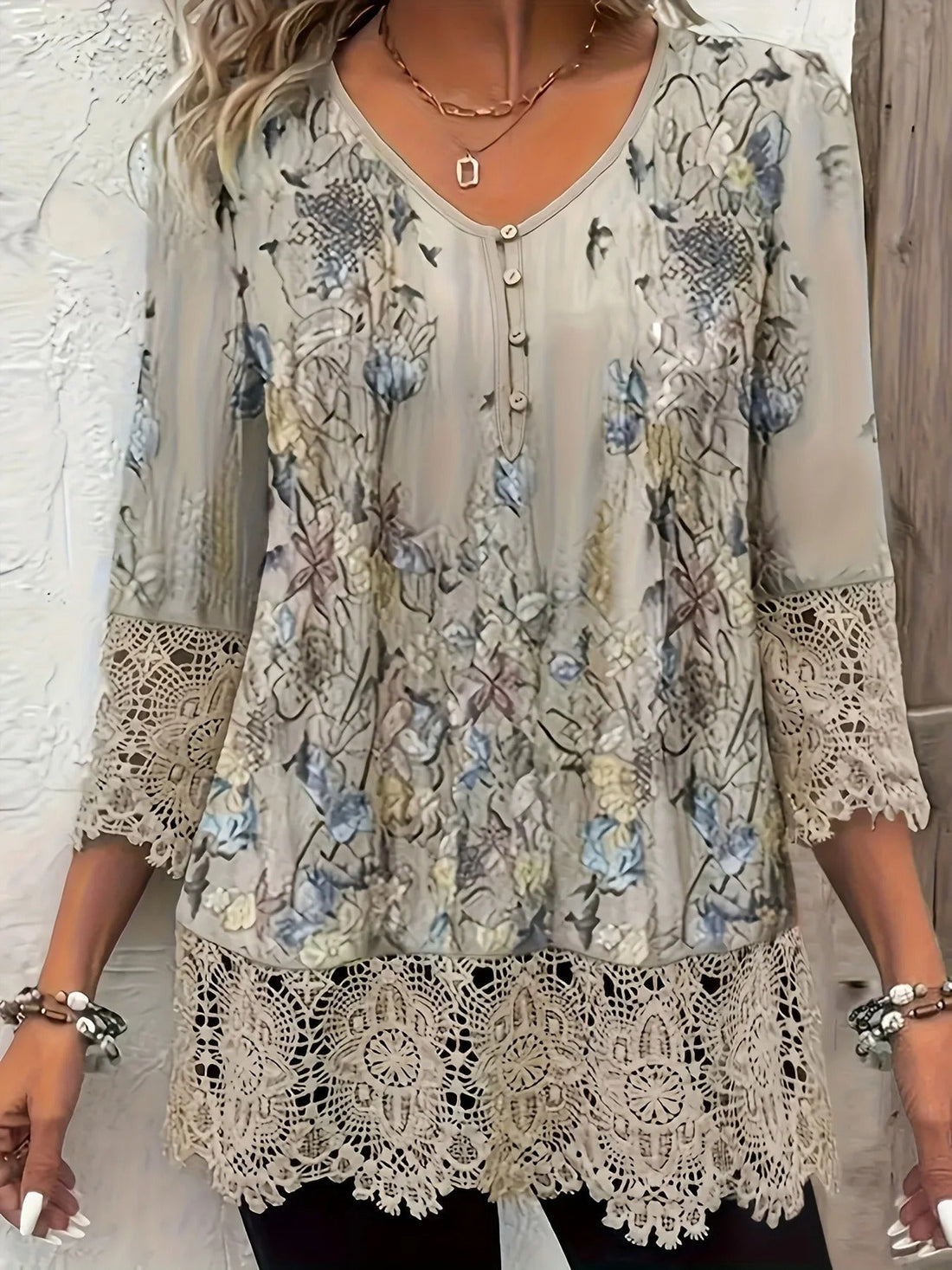 Marisse Floral Lace Trim Blouse – Women’s fashion piece