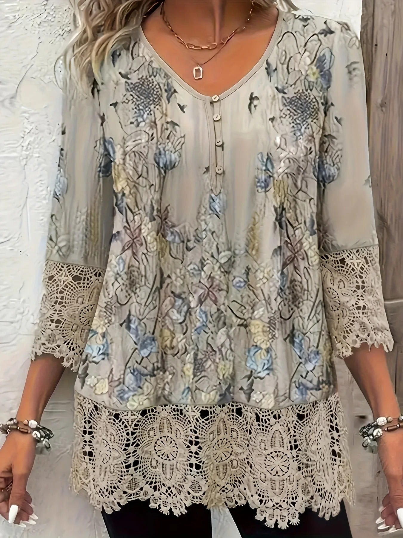 Marisse Floral Lace Trim Blouse – Women’s fashion piece