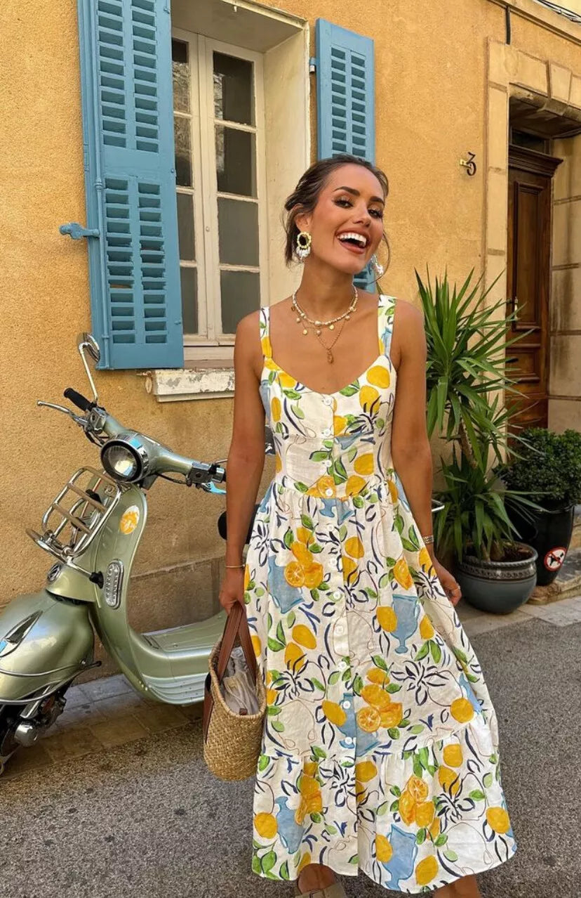 Marseille Lemon Midi Dress – Women’s fashion piece