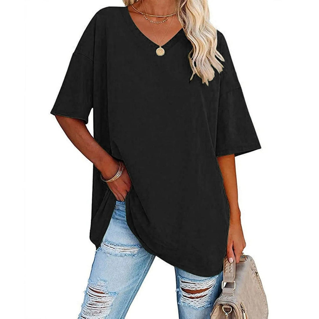 Ressa Oversized Everyday V Neck Tee – Women’s fashion piece