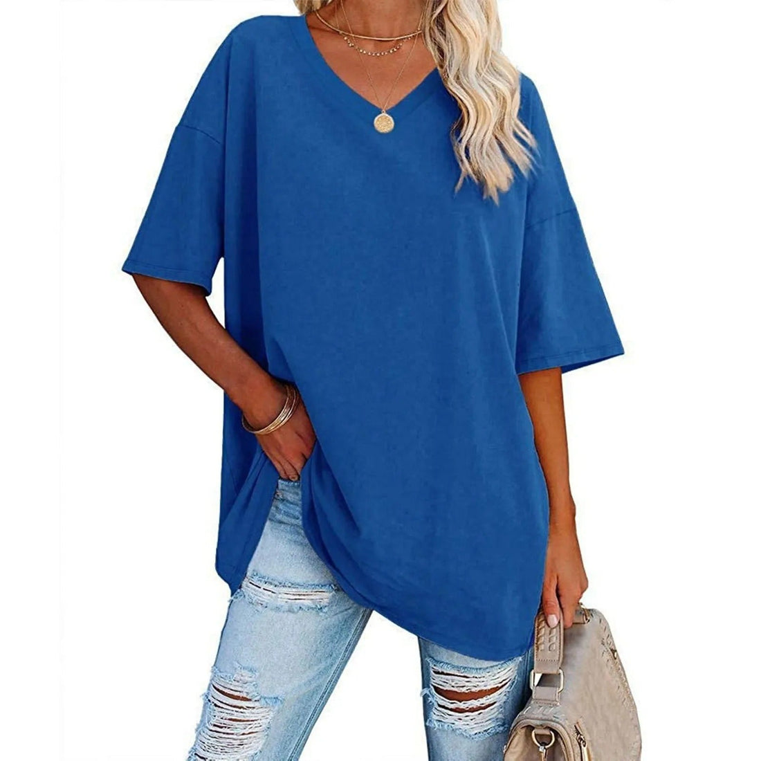 Ressa Oversized Everyday V Neck Tee – Women’s fashion piece