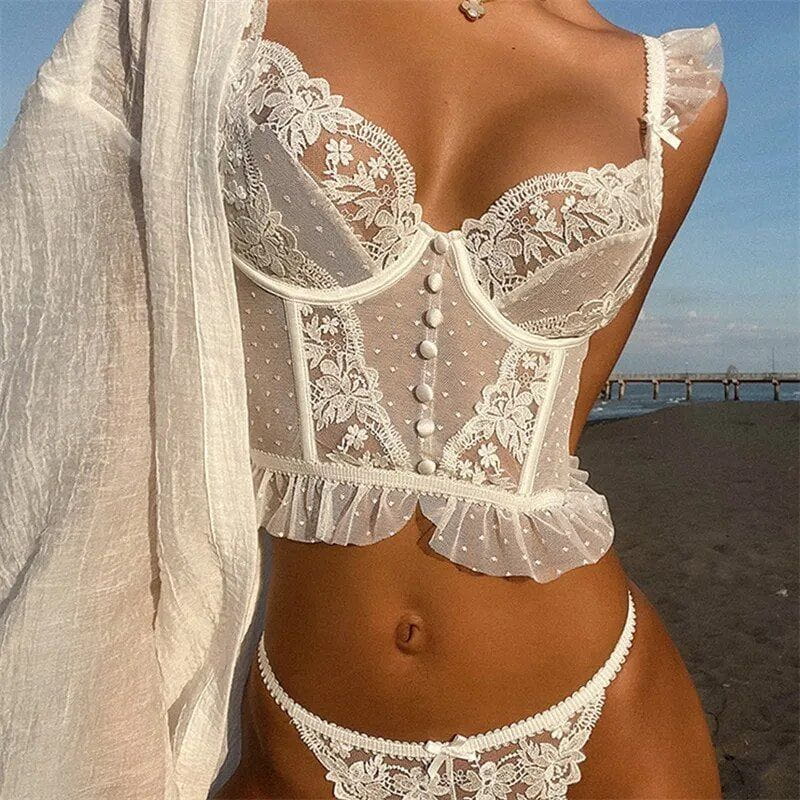 Daria French Lace Push Up Bra & Panty Set – Women’s fashion piece