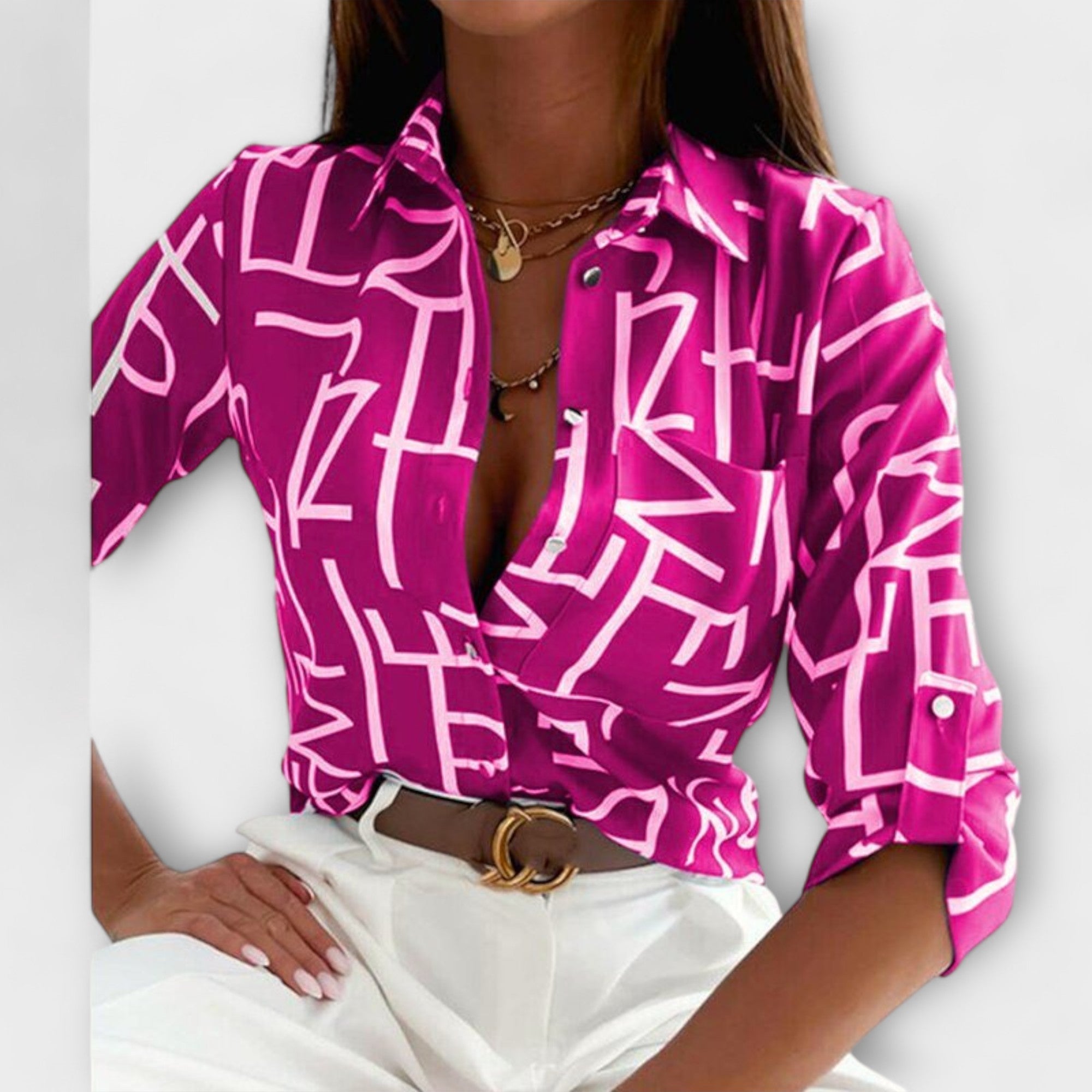 Capri Mosaic Collared Blouse