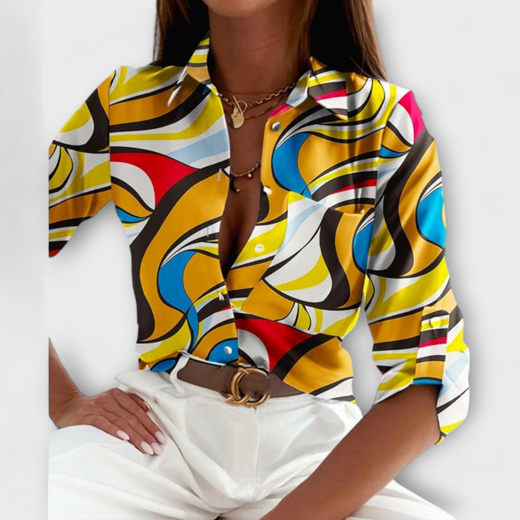 Capri Mosaic Collared Blouse