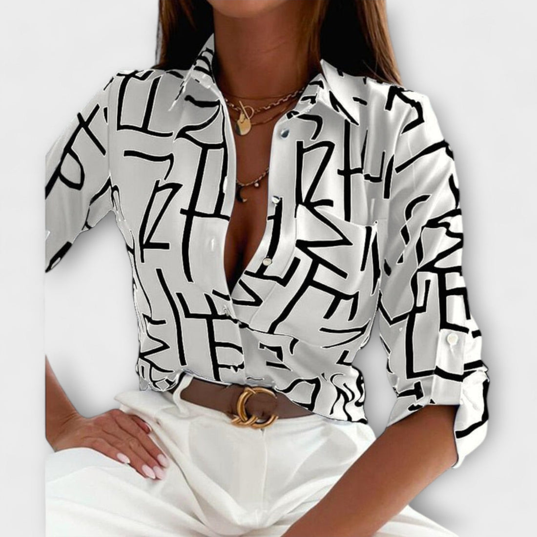 Capri Mosaic Collared Blouse – Women’s fashion piece
